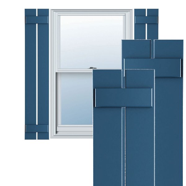 True Fit PVC Two Board Spaced Board-n-Batten Shutters, Sojourn Blue, 11 1/4